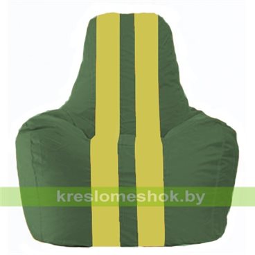 Кресло мешок Спортинг С1.1-65 (основа зелёная тёмная, вставка жёлтая)