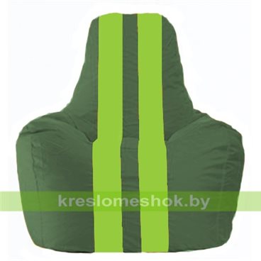 Кресло мешок Спортинг С1.1-63 (основа зелёная тёмная, вставка салатовая)