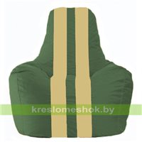 Кресло мешок Спортинг тёмно-зелёный - светло-бежевый С1.1-62
