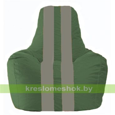 Кресло мешок Спортинг С1.1-61 (основа зелёная тёмная, вставка серая)