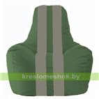 Кресло мешок Спортинг тёмно-зелёный - серый С1.1-61
