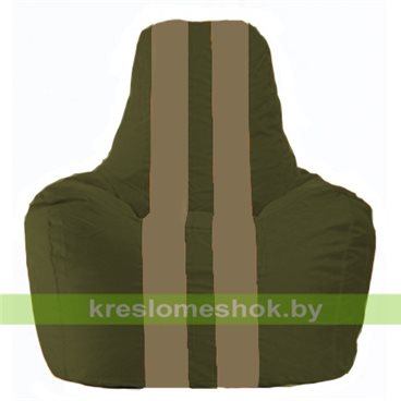 Кресло мешок Спортинг С1.1-52 (основа оливковая тёмная, вставка бежевая тёмная)