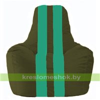 Кресло мешок Спортинг тёмно-оливковый - бирюзовый С1.1-58