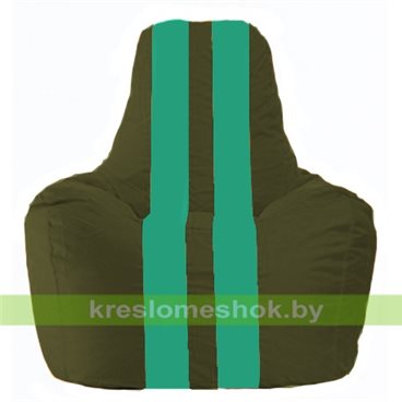 Кресло мешок Спортинг С1.1-58 (основа оливковая тёмная, вставка бирюзовая)