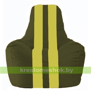 Кресло мешок Спортинг С1.1-57 (основа оливковая тёмная, вставка жёлтая)