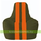 Кресло мешок Спортинг тёмно-оливковый - оранжевый С1.1-56