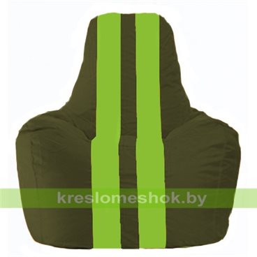 Кресло мешок Спортинг С1.1-55 (основа оливковая тёмная, вставка салатовая)