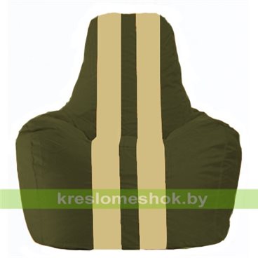 Кресло мешок Спортинг С1.1-54 (основа оливковая тёмная, вставка бежевая)