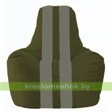 Кресло мешок Спортинг С1.1-53 (основа оливковая тёмная, вставка серая)