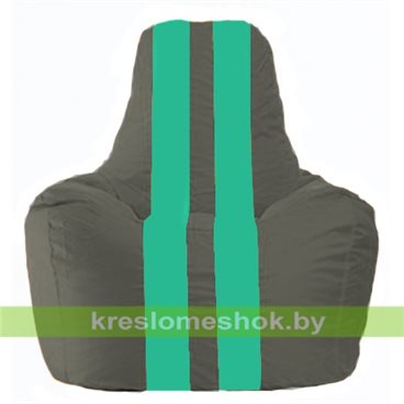 Кресло-мешок Спортинг С1.1-465 (основа серая тёмная, вставка бирюзовая)
