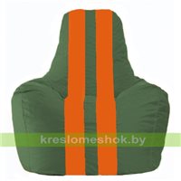 Кресло мешок Спортинг тёмно-зелёный - оранжевый С1.1-64