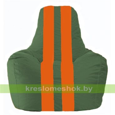 Кресло мешок Спортинг С1.1-64 (основа зелёная тёмная, вставка оранжевая)