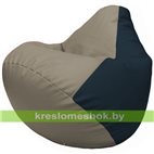 Бескаркасное кресло-мешок Груша Г2.3-0215 светло-серый, синий