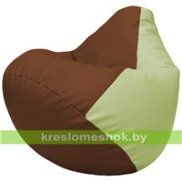 Бескаркасное кресло-мешок Груша Г2.3-0704 коричневый, светло-салатовый