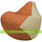 Бескаркасное кресло-мешок Груша Г2.3-2010 оранжевый, светло-бежевый