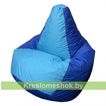 Кресло мешок Груша Мега (синяя основа, голубая вставка)